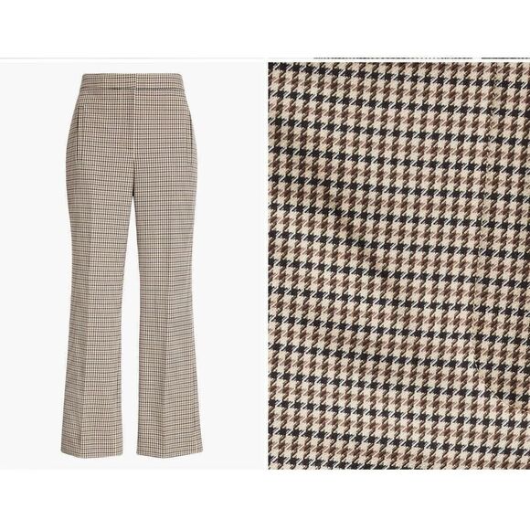 New $428 Veronica Beard Arte Houndstooth Check Crop Pants Wool Blend  Size 10 - Picture 3 of 8